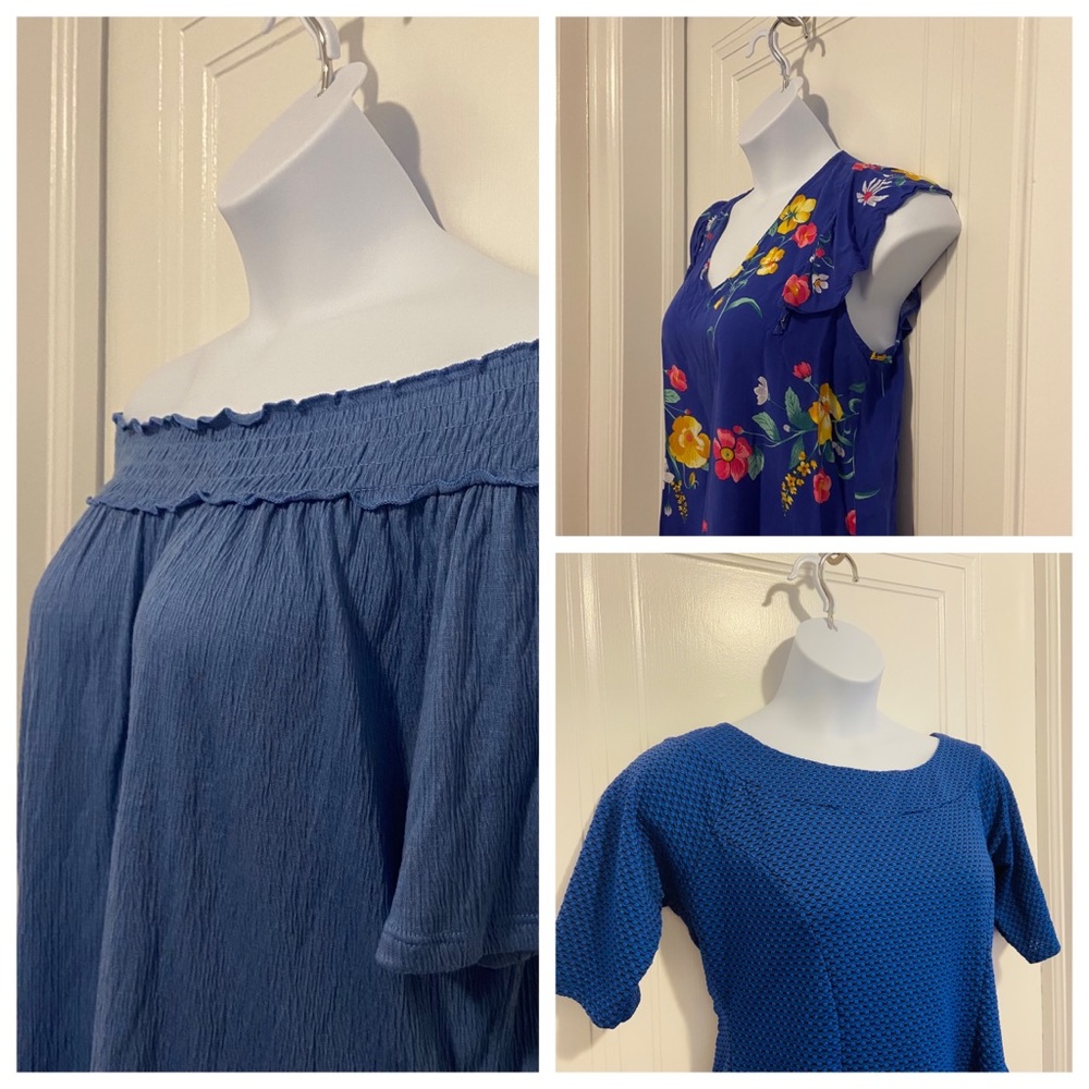 Set of 3 Sexy & Adorable Blue Shirts - Old Navy /Pink Clove / French Laundry